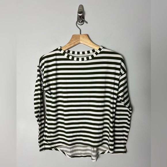 Albion Striped Long Sleeve Tee Shirt Soft Green White XS 890 - Picture 1 of 6